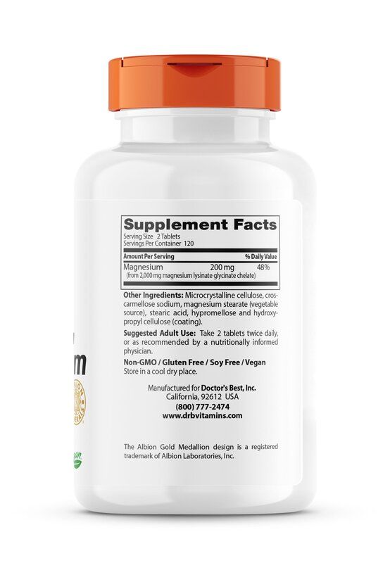 Doctor's Best - High Absorption Magnesium 100% Chelated with Albion Minerals - 240 Tabletten (100 mg)