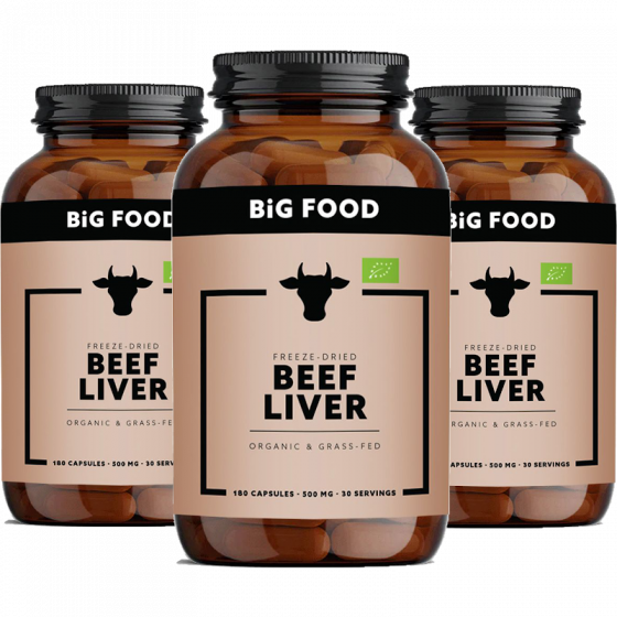 Big Food - Organic Beef Liver  - Freeze Dried - 3 x 180 caps